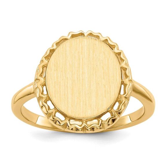 Kazi Luxury 14k Yellow Gold 12.5x11.0mm Open Back Signet Ring